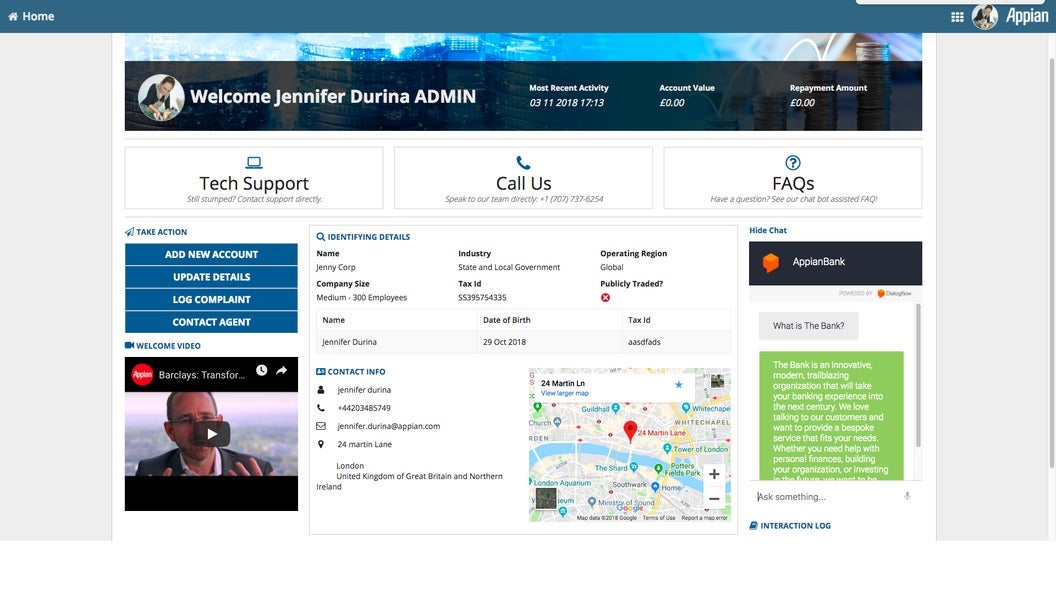 appian omni channel financial case management home dashboard