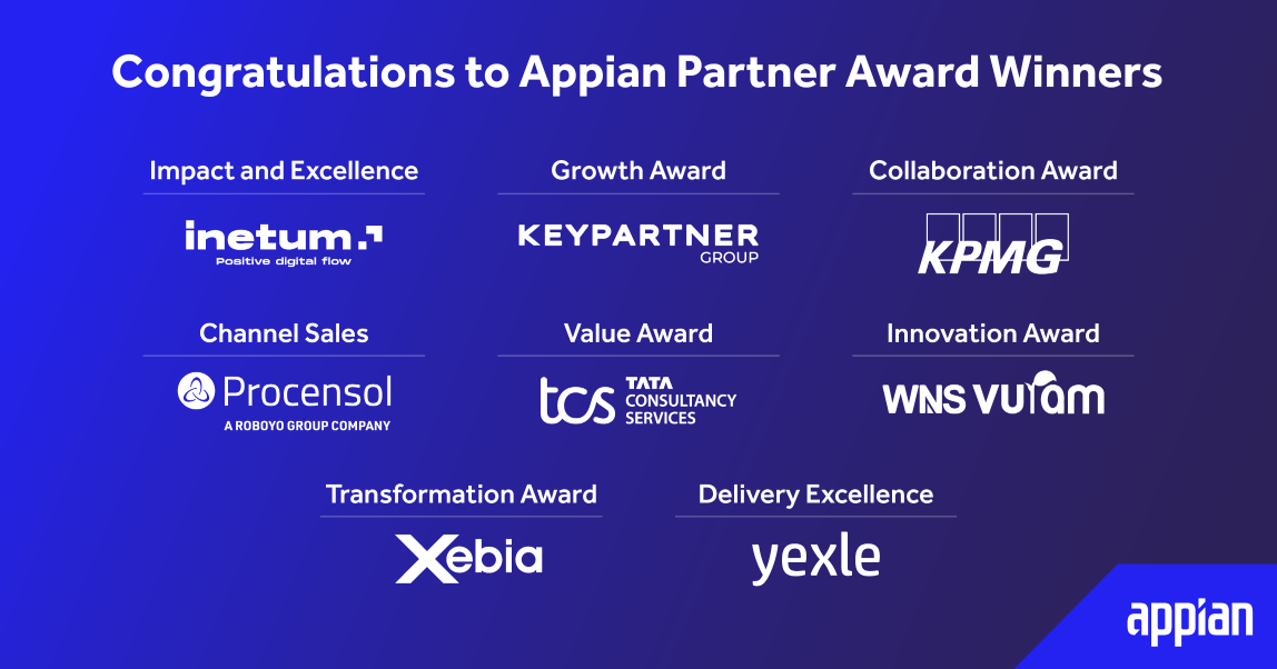Appian reconoce a los ganadores de los premios internacionales para partners en Appian Europe