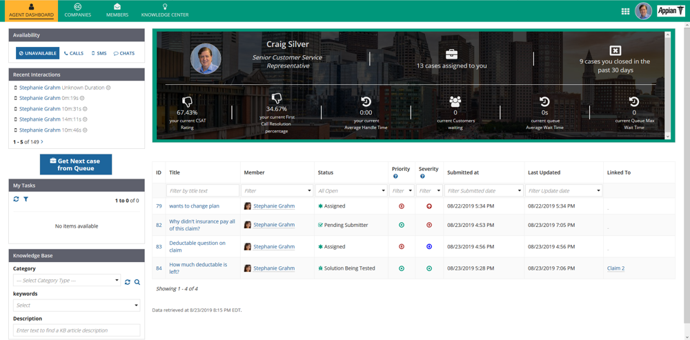 appian intelligent contact center automation agent dashboard