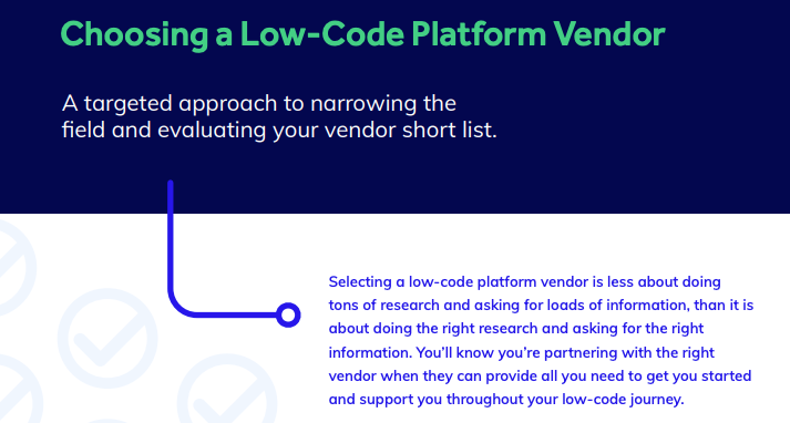 Choosing a low code platform vendor infographic