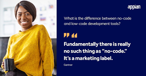 What is the difference between no-code and low-code quote by Gartner