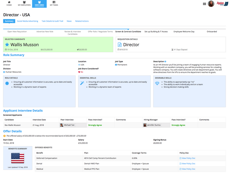 appian human resources employee contractor onboarding new hire dashboard