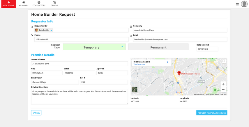 appian utility service new service requestor info dashboard